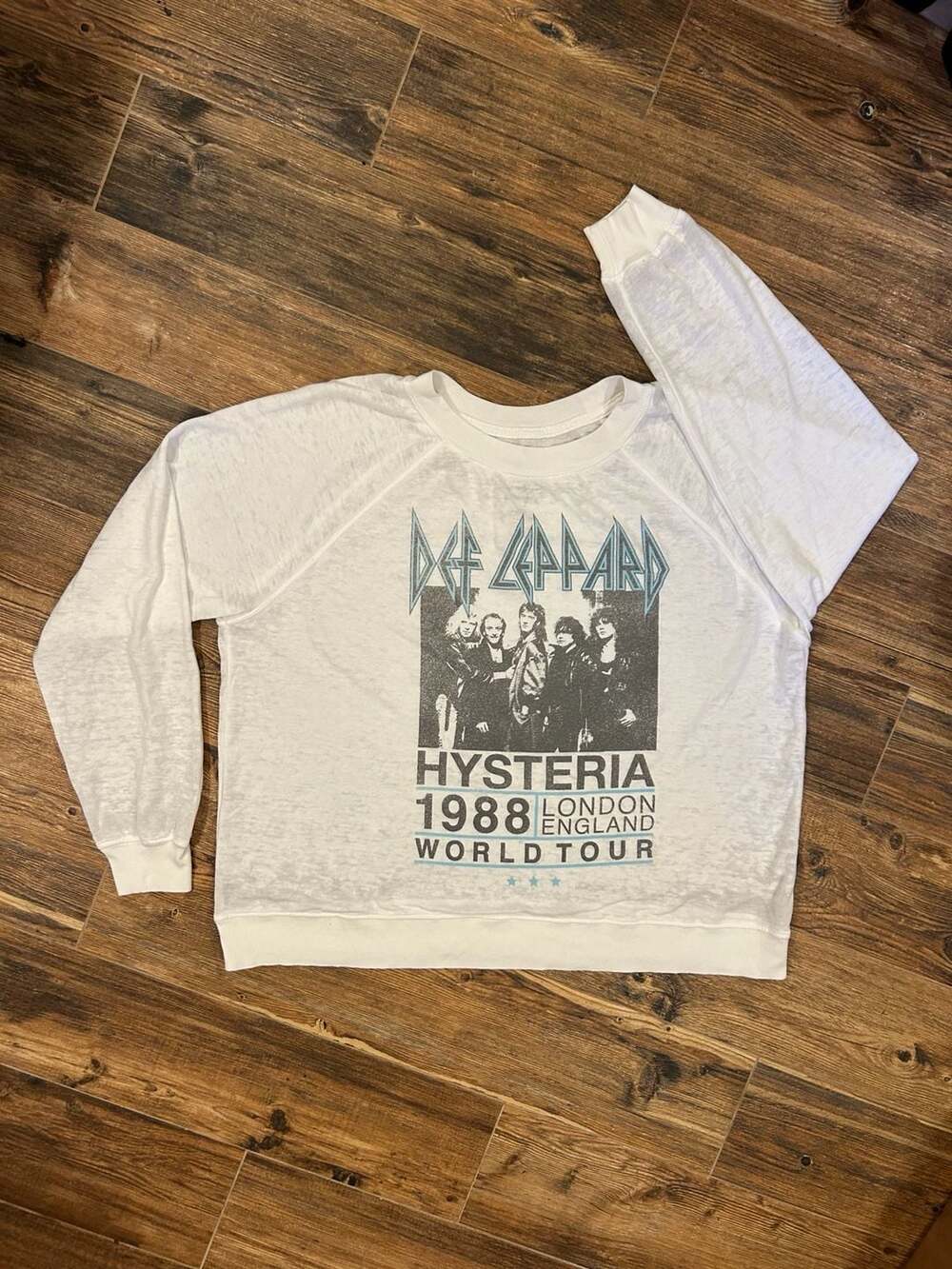 Recycled Karma Def Leppard Hysteria 1988 World Tour Distressed Sweatshirt